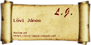 Lövi János névjegykártya